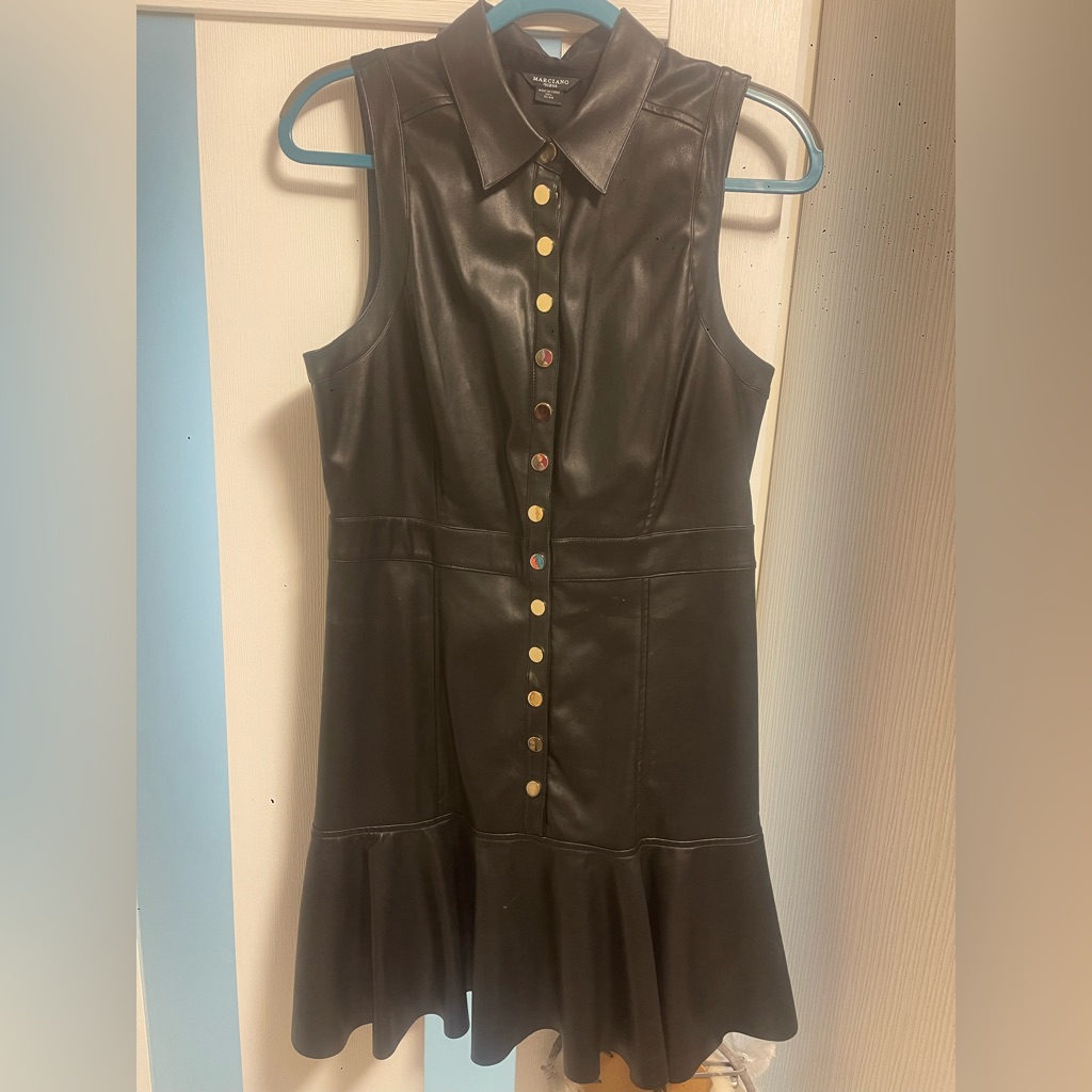 Marciano Black Leather Dress Size 44 Brand New Marciano Black Leather Dress Size 44 Brand New